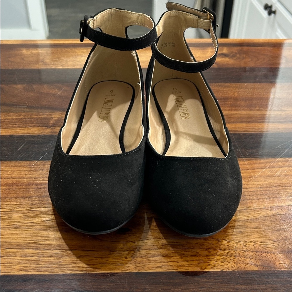 Naturalizer Black Ankle Strap Flats